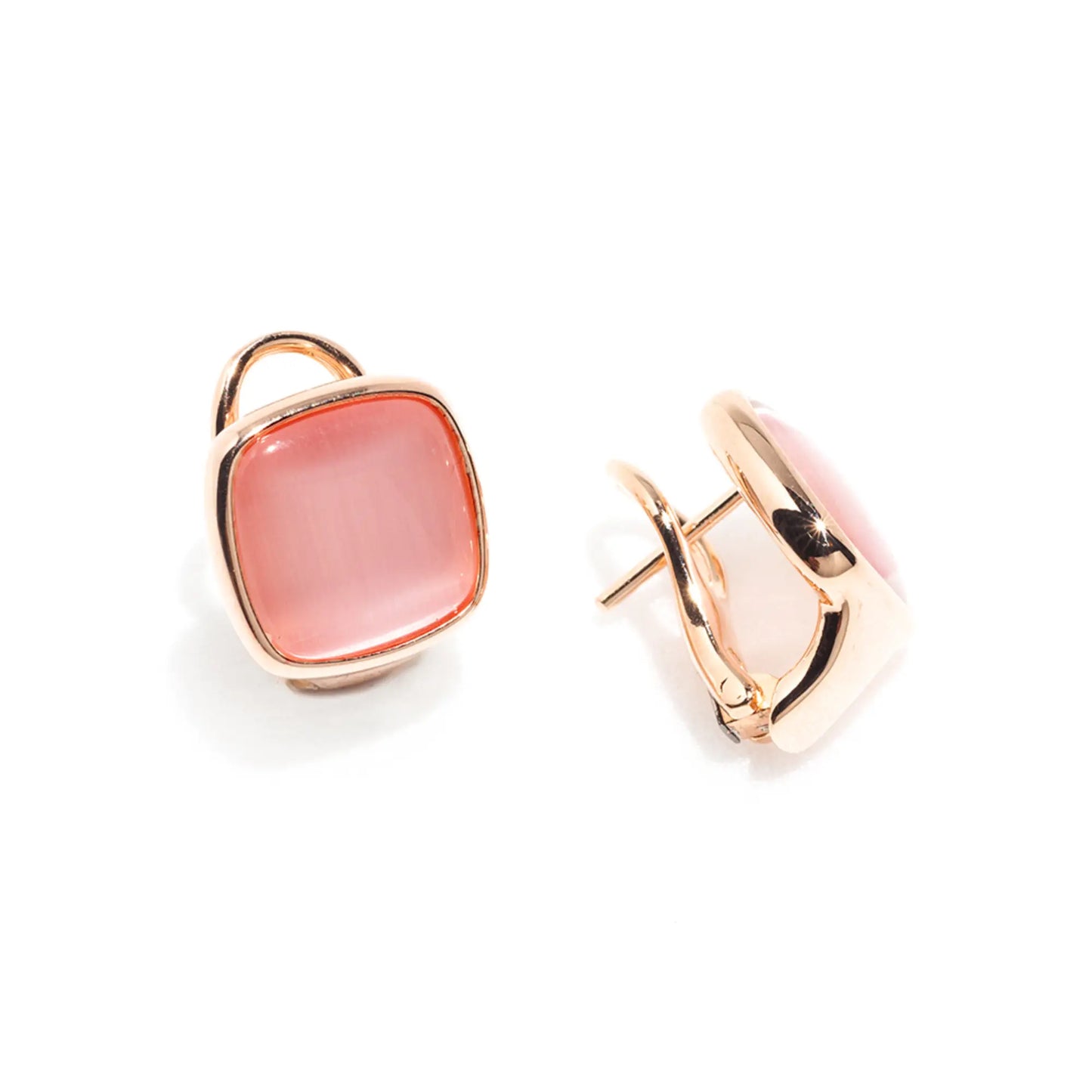 Orecchini a lobo Madì in Argento Rosé con Quarzo Idrotermale Rosso | 3886600