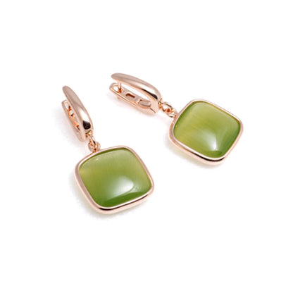 Orecchini Madì in Argento Rosé con Quarzo Idrotermale Verde Oliva | 3906000