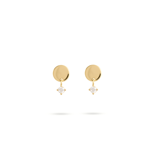 Orecchini a lobo con medaglia tappabuco e zircone punto luce pendente - ESSENCE Rue des Mille
