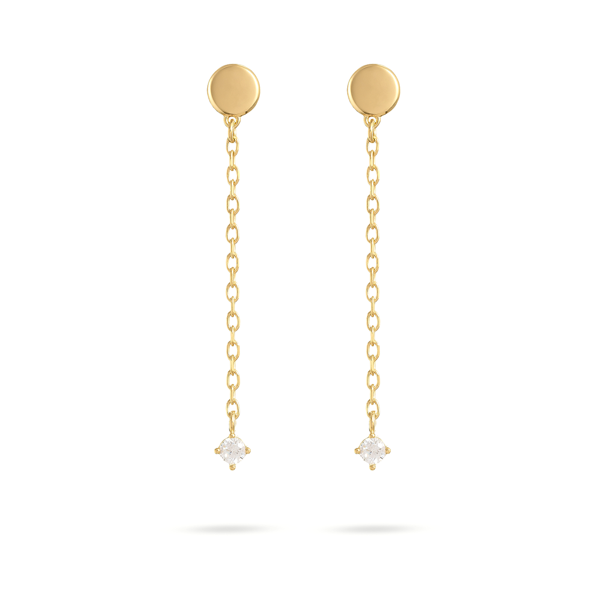 Orecchini con medaglia tappabuco, catenella line e zircone - ESSENCE Rue des Mille