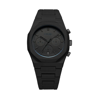 Orologio cronografo D1 Milano in policarbonato totalmente nero | Polycarbon Shadow Chrono | D1-PHBJSH