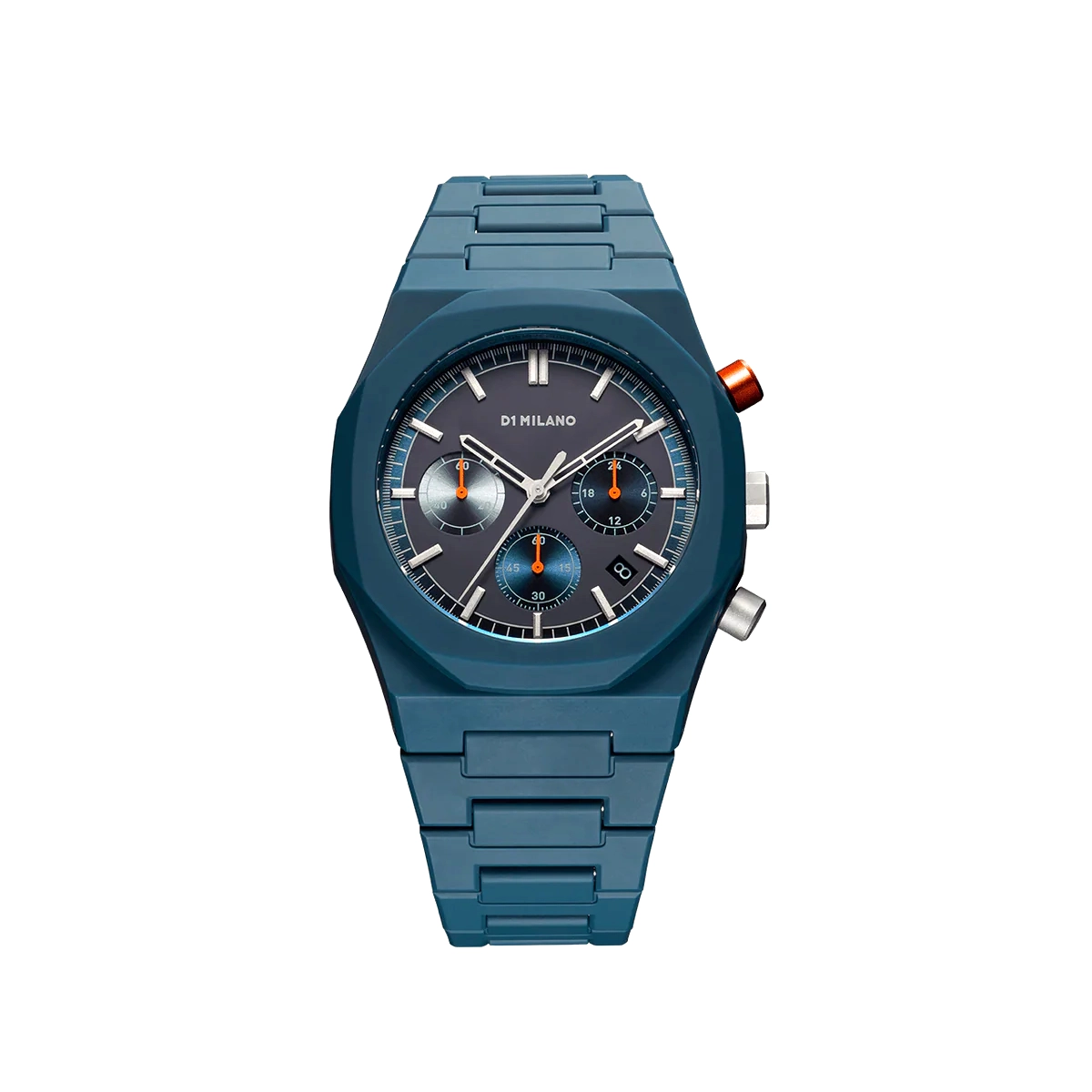 Orologio D1 Milano Polychrono Neptune Blue in policarbonato. Cassa da 40.5 mm blu, quadrante con sub-quadranti a costrasto, cinturino blu. | D1-PHBJ09