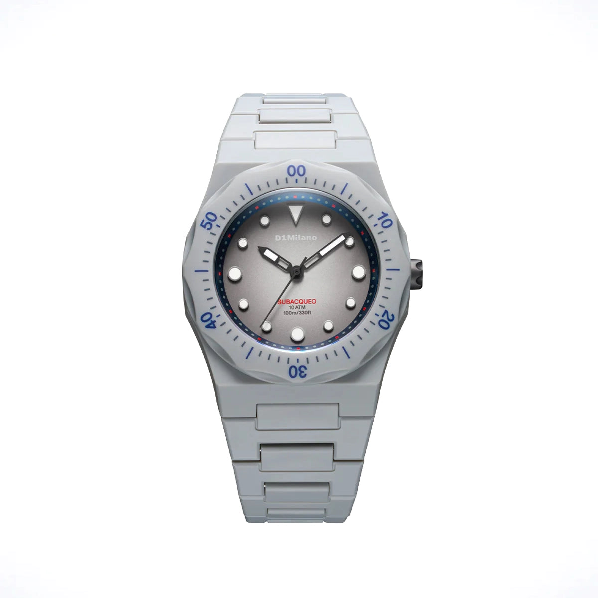 Orologio D1 Milano Polydiver Steel Harbor in policarbonato grigio. Cassa da 40.5 mm, quadrante sfumato con lancette e indici luminescenti, cinturino grigio. | D1-PDBJ03
