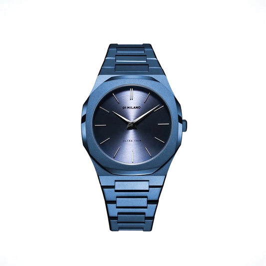 Orologio D1 Milano Ultra Thin Midnight in acciaio inossidabile sabbiato blu. Cassa da 40 mm e quadrante blu | D1-UTBJ21