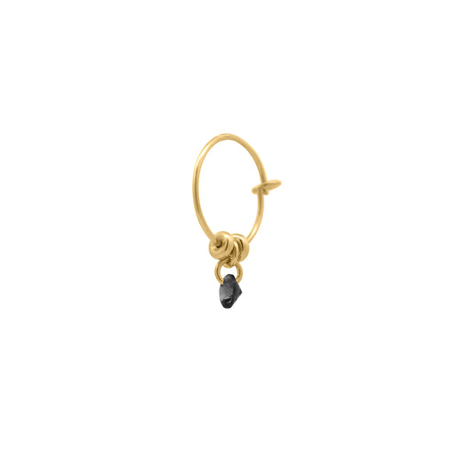 Piercing sottile con zircone nudo nero e piccole pepite dorate - GIPSY CHIC Rue des Mille
