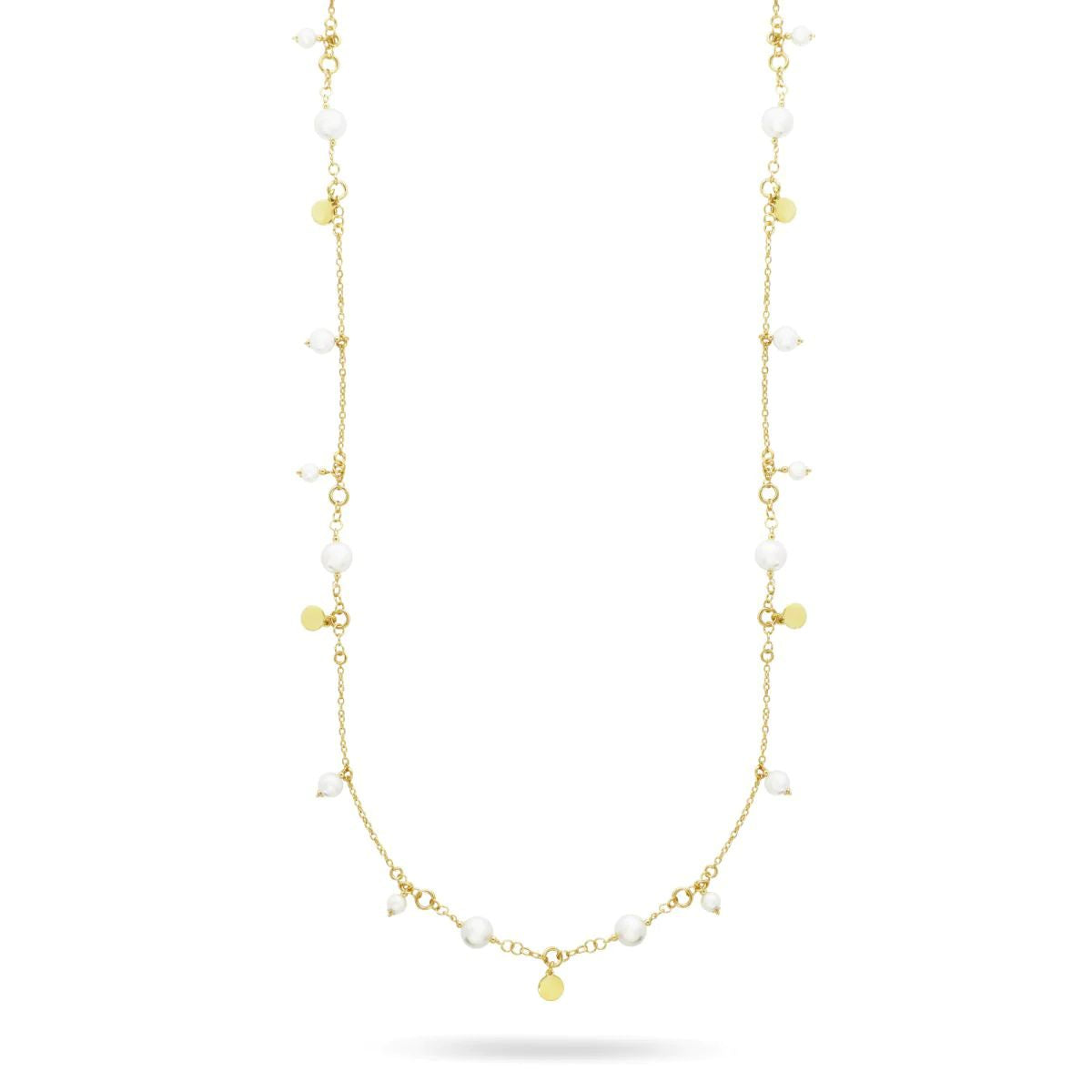 Collana lunga Perle Pendenti e Medagliette - WHITESIDE Rue des Mille | CL-019 M4 AU
