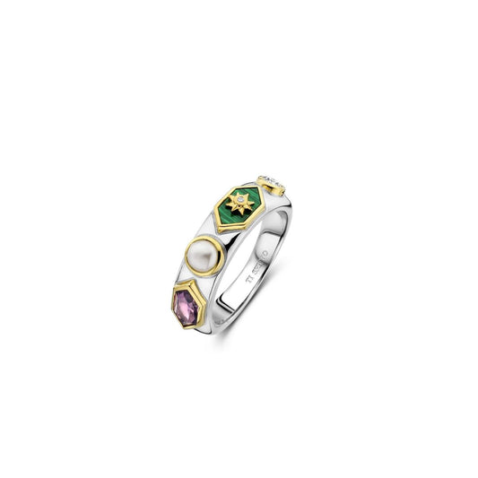 Anello Ti Sento Milano | Malachite, Perla e Zirone Viola | 12314PU