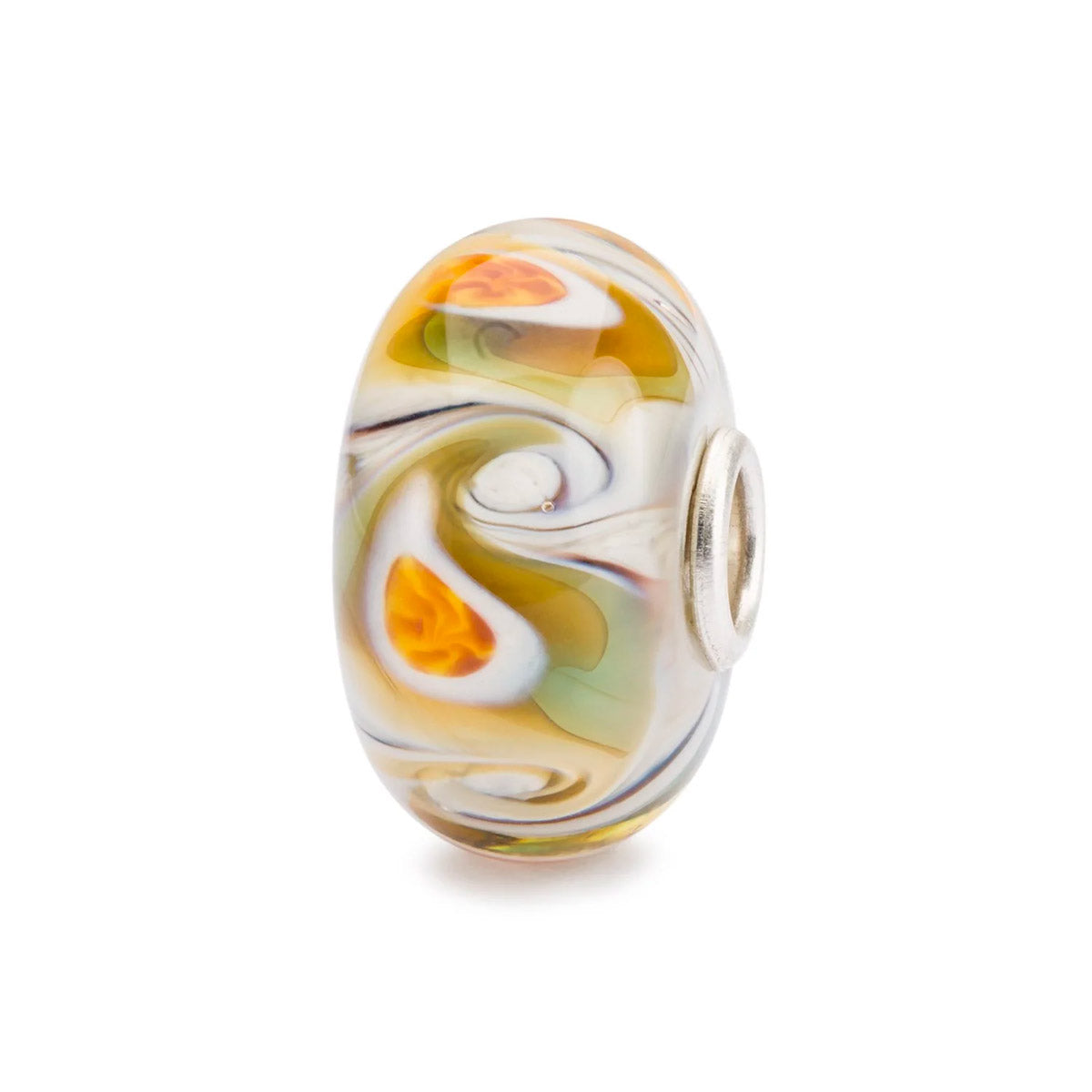 Affetto Trollbeads | Beads in vetro che combina i colori vivaci arancione, bianco e beige | TGLBE-20254