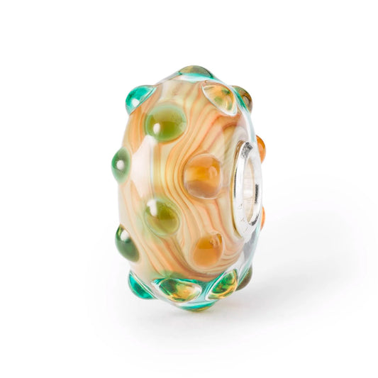 Alba Trollbeads | Beads in vetro marrone e beige con piccoli pois in rilievo | TGLBE-20350