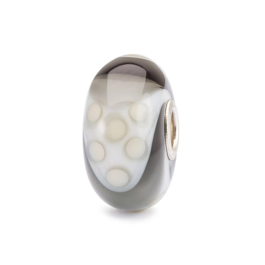 Armadillo Fantasia Trollbeads | Beads in vetro creato con sfumature di grigio e puntini bianchi | TGLBE-20253