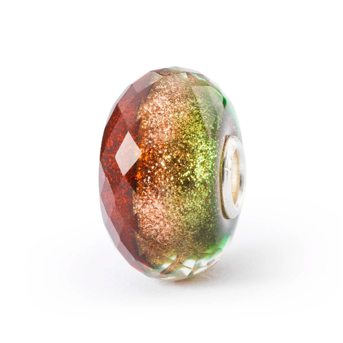 Auguri dal Cuore Trollbeads | Beads in vetro sfaccettato formato dalla triade di colori: Rosso, Oro e Verde | TGLBE-30097