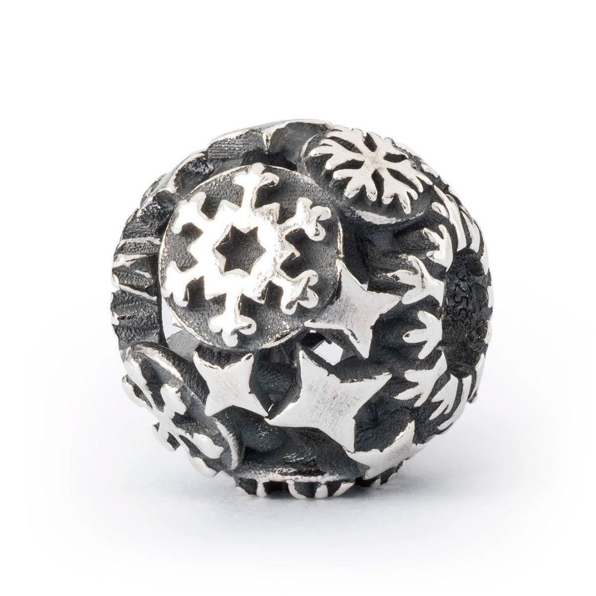 Baci di Neve Trollbeads |  Beads tondo in argento con fiocchi di neve | TAGBE-40129