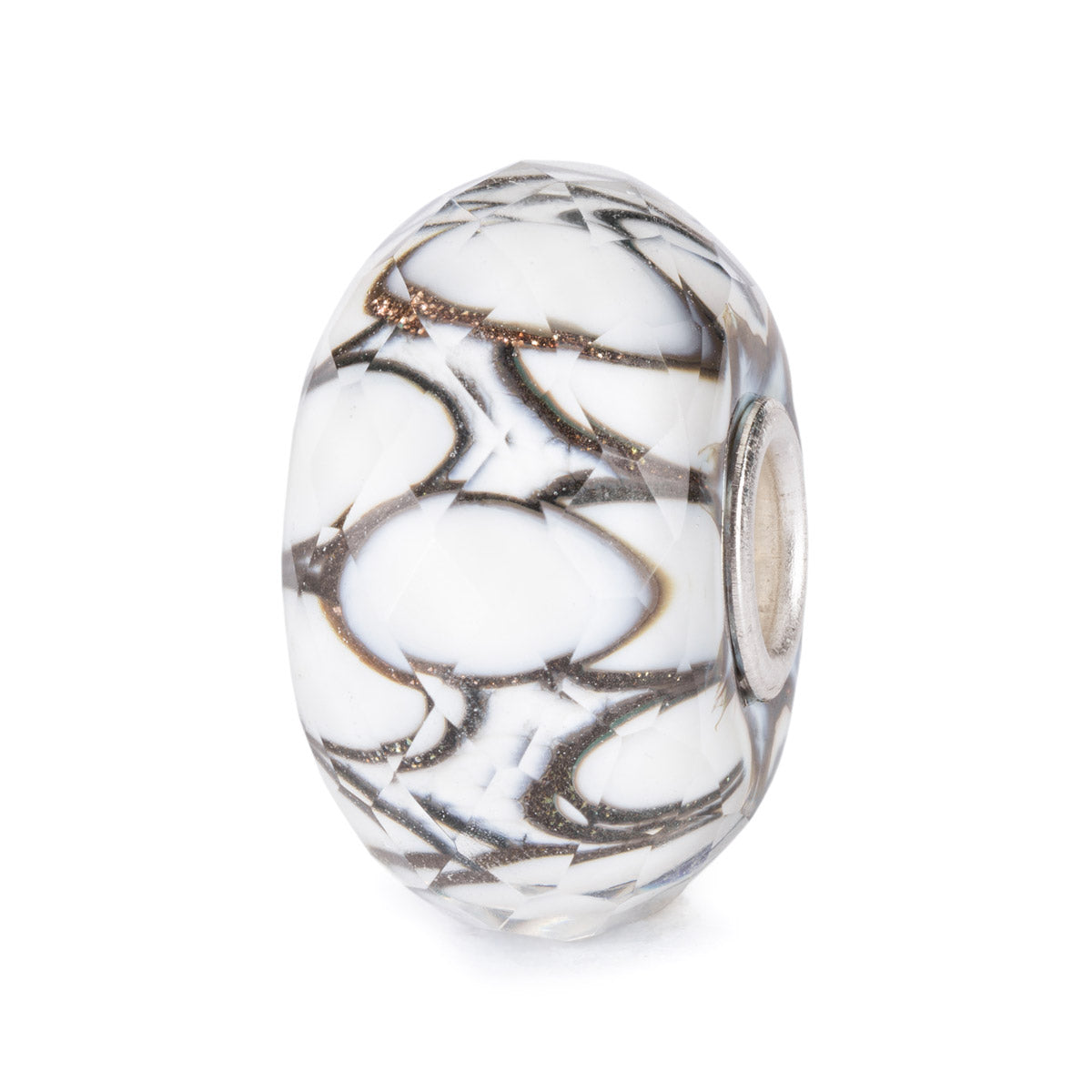 Bolle di Sapone | Beads in vetro sfaccettato bianco con bolle nere e dorate. | TGLBE-30117