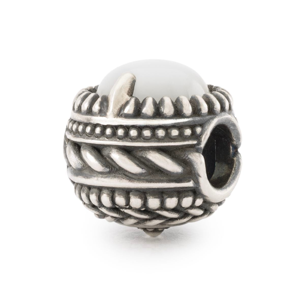 Cammino d'Amore Trollbeads | Beads a sfera in argento con pietra di luna bianca incastonata | TAGBE-00309