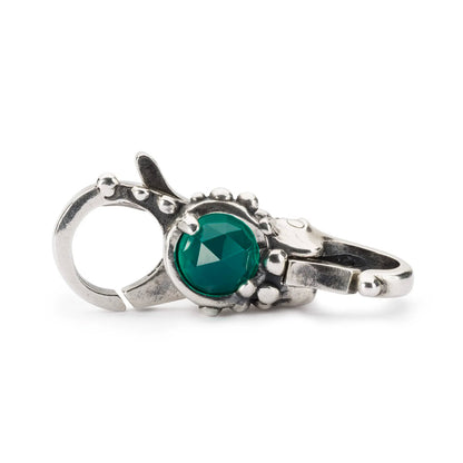 Chiusura Determinazione Trollbeads | Chiusura in argento 925 con onice verde sfaccettato incastonato su un lato  | TAGLO-00091