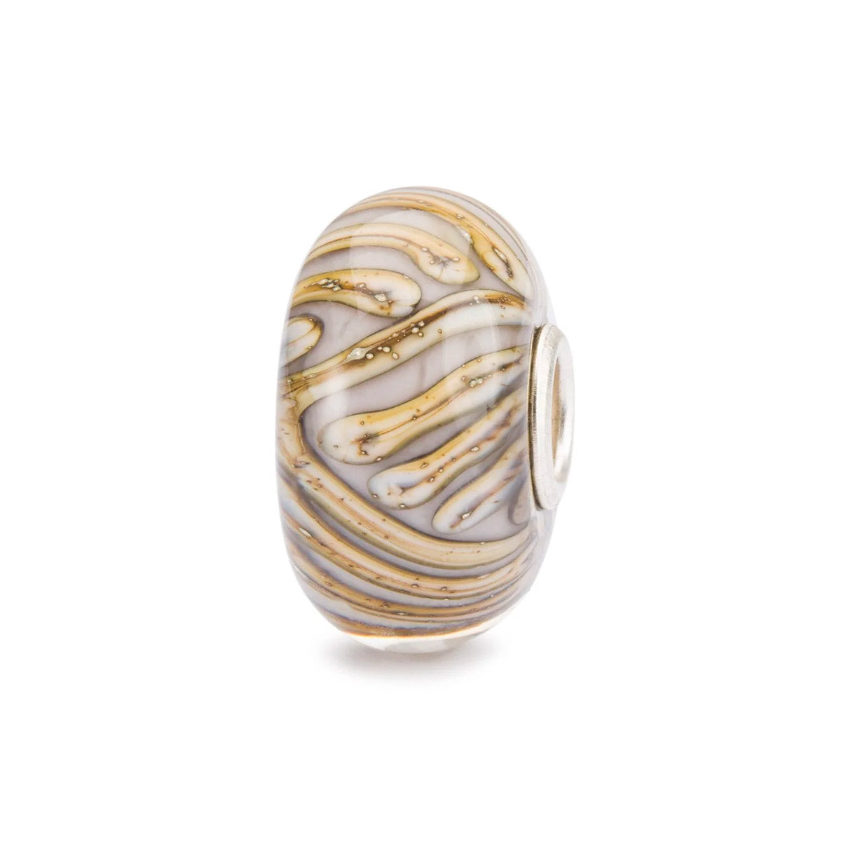 Famiglia Trollbeads | Beads in vetro grigio e striature di colore marrone e bianco | TGLBE-20250