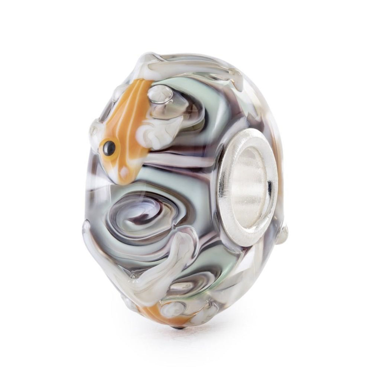 Girotondo di Pesciolini Trollbeads| Beads in vetro di Murano che raffigura piccoli pesci arancio e bianchi | TGLBE-20459