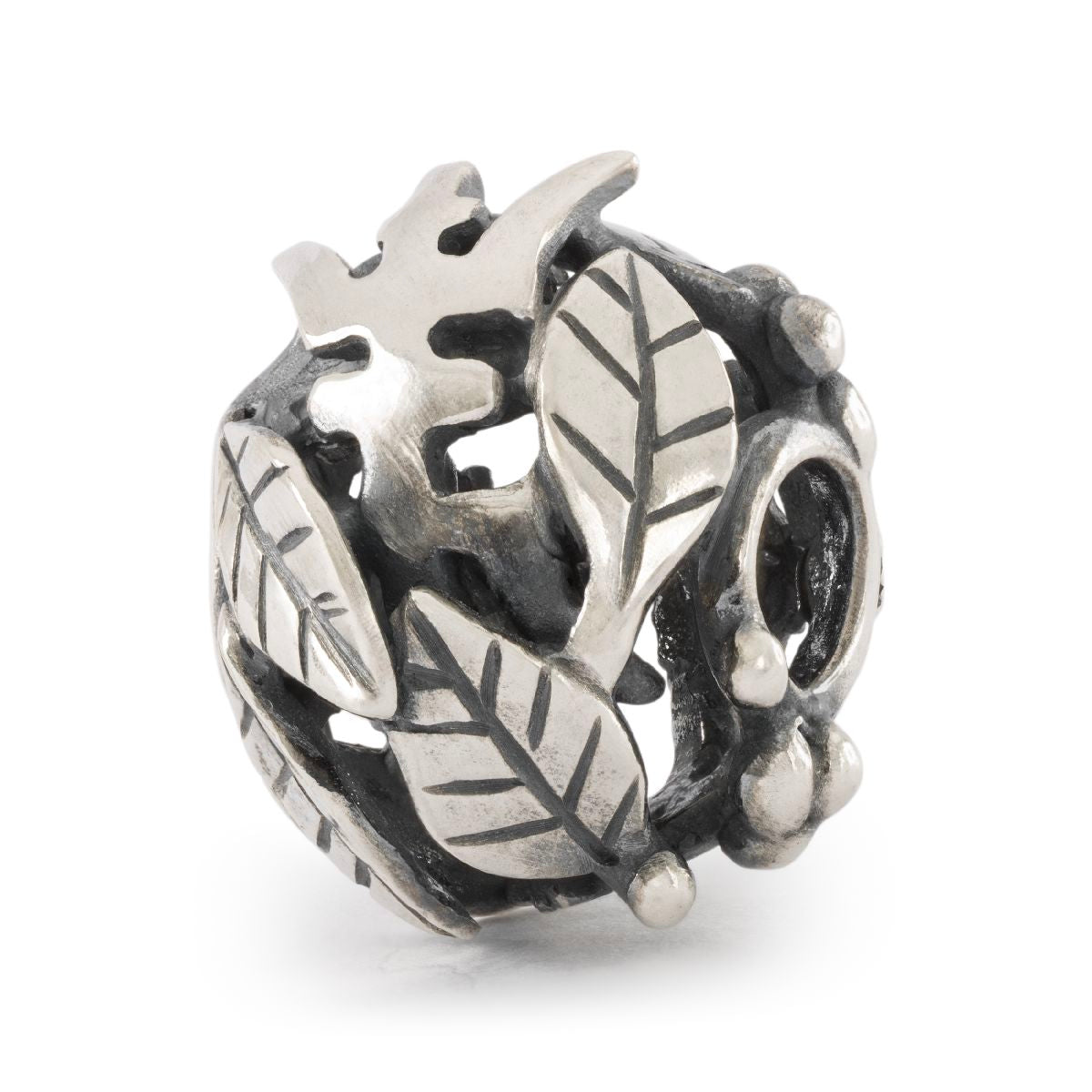 Longevity Foglie Trollbeads | Beads in argento a sfera con foglie realizzate a mano | TAGBE-60012