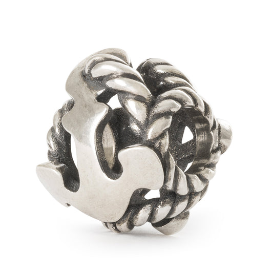 Rotta Sicura Trollbeads | Beads in argento che raffigura un'ancora, il timone e la fune marinaresca | TAGBE-40135