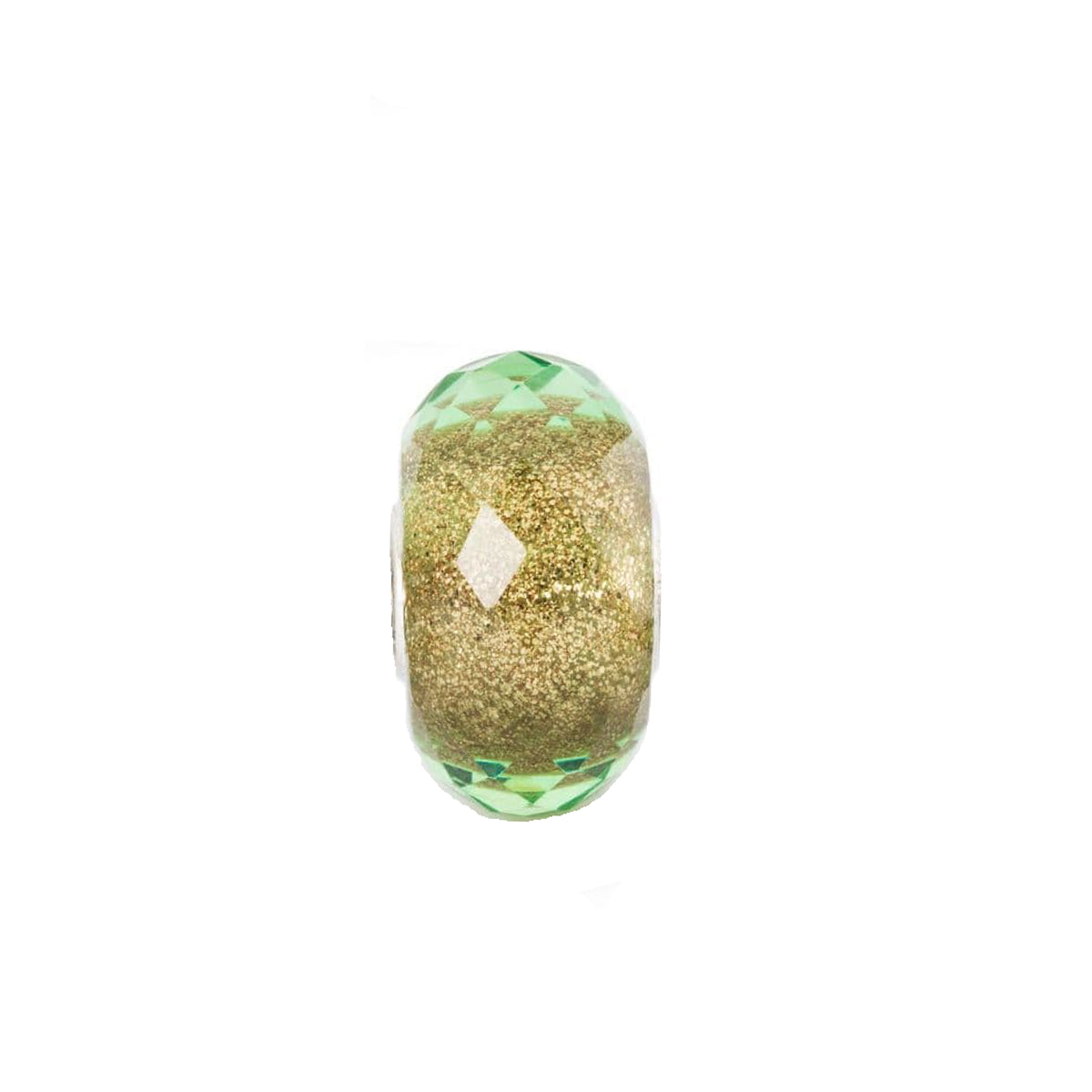 Speranza Verde Trollbeads | Beads in vetro sfaccettato verde trasparente e base color rame.