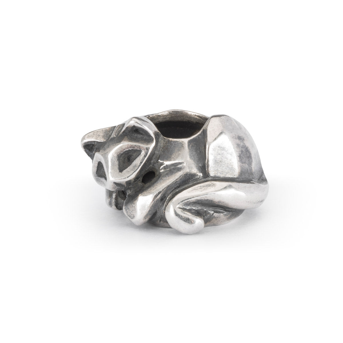 Stop Dolcemente Rilassato Trollbeads | Stop a forma di gatto accovacciato in argento. | TAGBE-2062