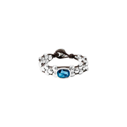 UNOde50 | Bracciale HEY YOU in Cuoio e Swarovski Blu, PUL2017AZUMTL0M