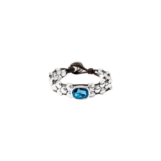 UNOde50 | Bracciale HEY YOU in Cuoio e Swarovski Blu, PUL2017AZUMTL0M