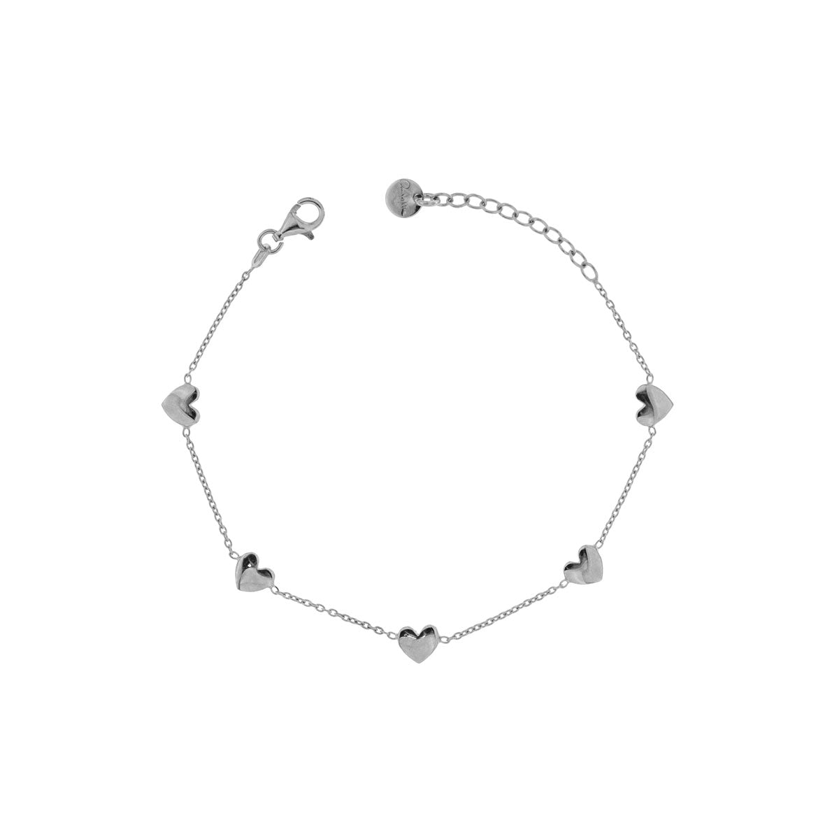 Bracciale in argento con 5 cuori