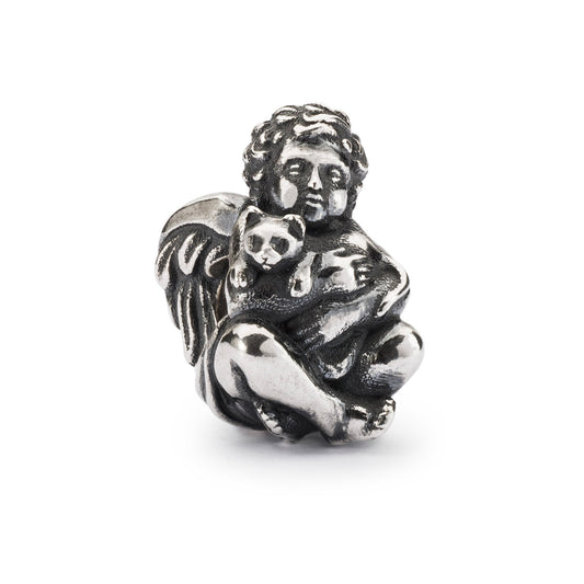 Cherubino della Protezione Trollbeads | Beads in argento a forma di angioletto che abbraccia un gatto | TAGBE-50043