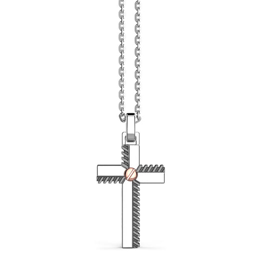 Zancan Gioielli - Collana da uomo con Croce in Argento e Oro, EXC540R