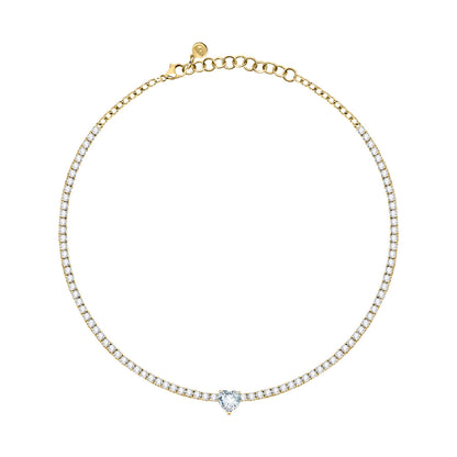 CHIARA FERRAGNI Gioielli | Collana Tennis dorata Zircone bianco Cuore