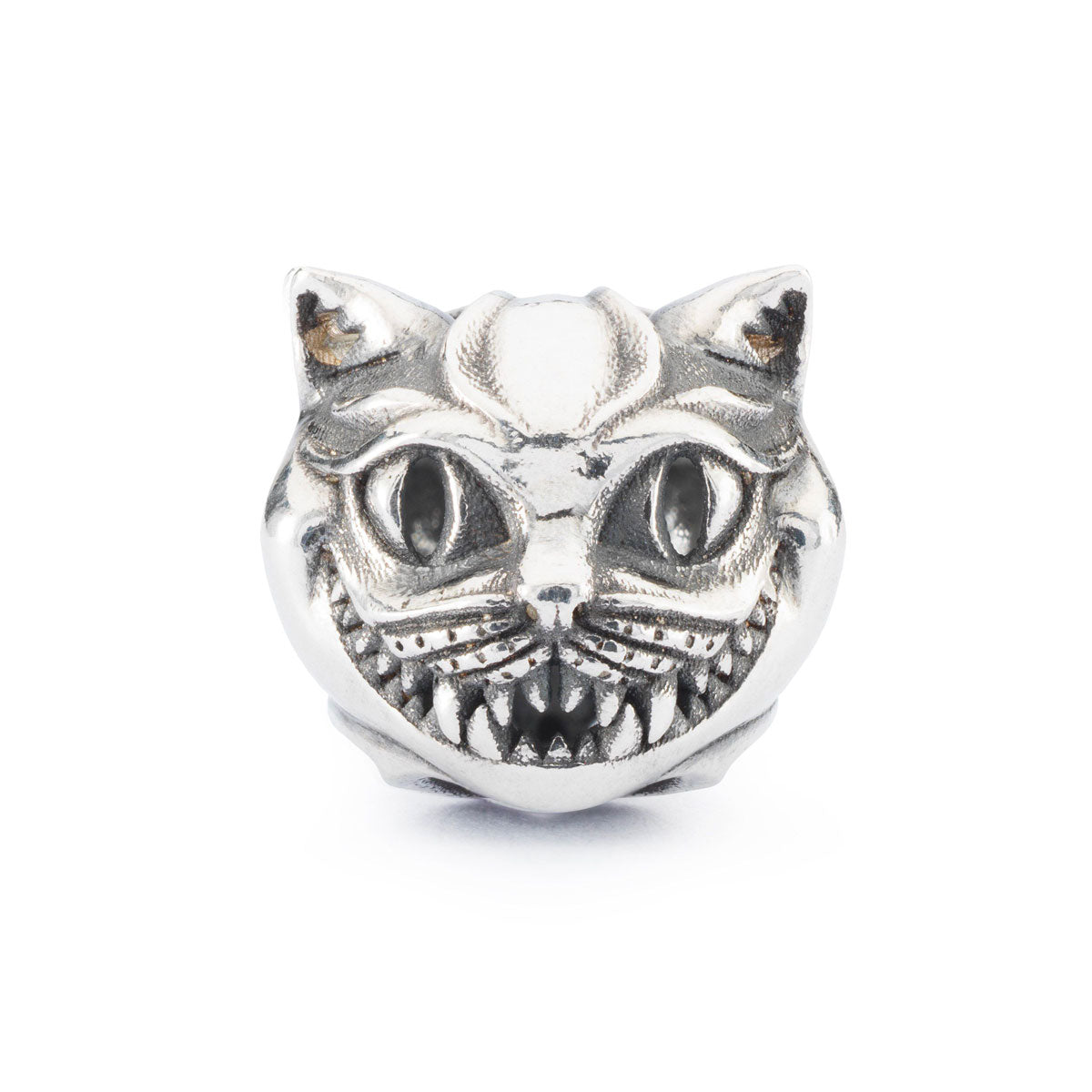 Gatto Astratto creato da Trollbeads per l'Halloween del 2022. Il beads in argento 925 raffigura un gatto sorridente. 