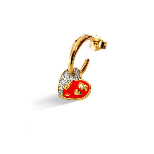 Rue des Mille - Mono Orecchino a Cuore con Smalto Rosso, ORJ-02 FR