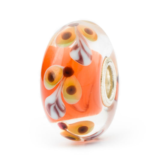 Narciso dell'Armonia Trollbeads | Beads in vetro arancione con petali di narciso disegnati | TGLBE-20313