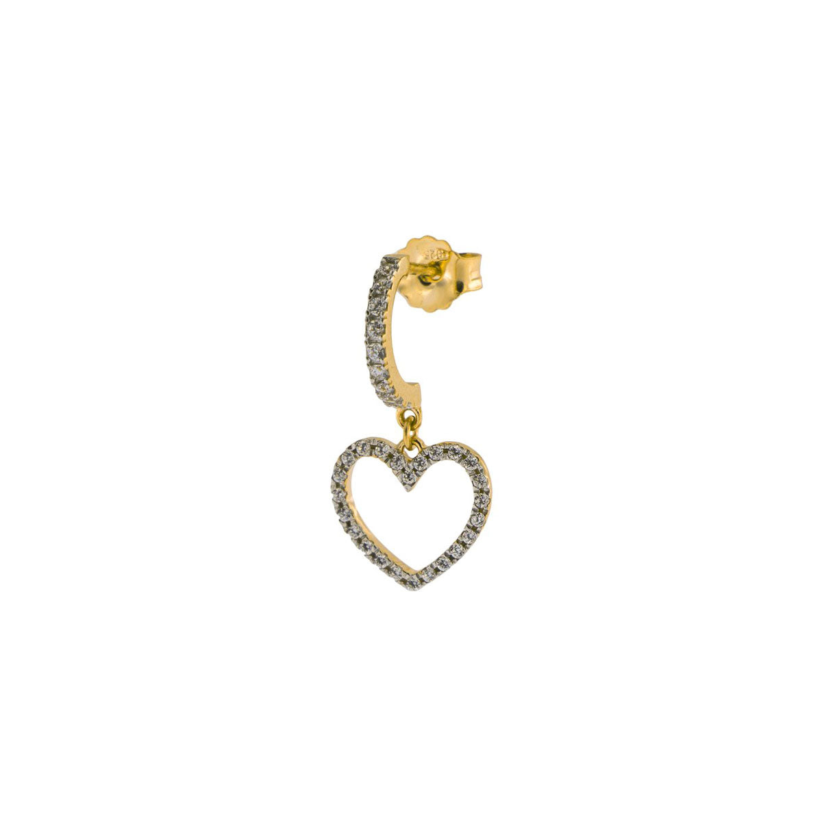 Rue des Mille - Orecchino Cuore Zirconi Argento, ORZ-FA TR CUO AU