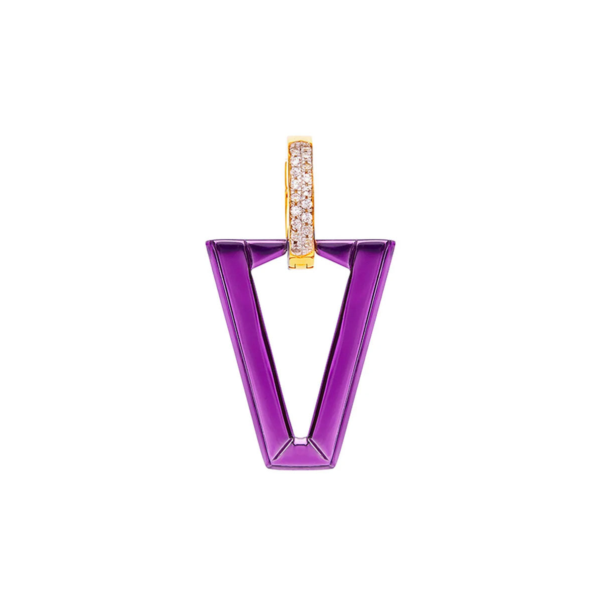 UALI METALLIC VIOLET è lo straordinario mono orecchino color viola metallizzato disegnato da Valentina Ferragni.